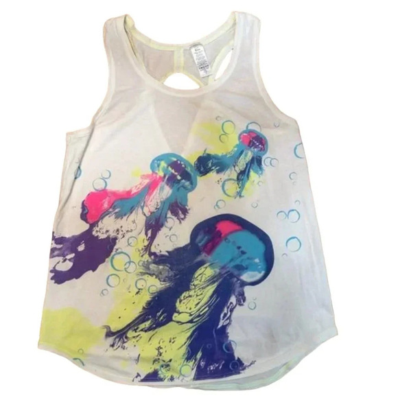 RARE IVIVVA LULULEMON Keyhole Back Neon Jellyfish Tank - size 12 - Picture 1 of 6